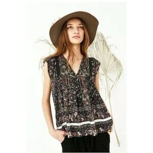 Ulla Johnson  Size 6 Posy 100% Silk Tassel Blouse $325 Color Midnight  Boho Top